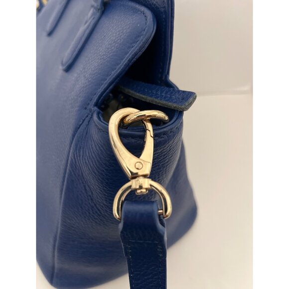Onna Ehrlich Blue Pebbled Leather Handbag CB Gold Hardware Tassel Zip Close NEW - Picture 5 of 14